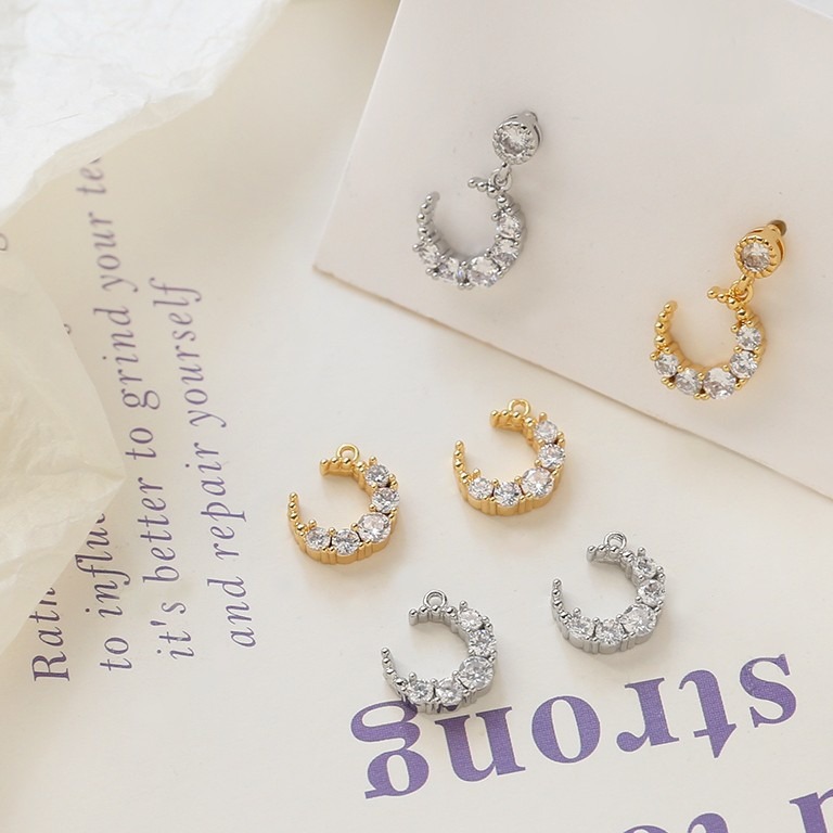 メタルパーツ ハンドメイド 金属チャーム アクセサリーパーツ 月 シルバー ゴールド 金 デコパーツ ピアス