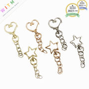 diy キーホルダーパーツ 基礎金具 キーリング チャーム カン付き カラビナ ハンドメイド 星 ハート