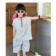 2024夏新作  ベビー服 韓国風子供服 男の子 半袖  トップス+ショートズボン  2点セット 2色  90cm--150cm