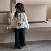 子供服　90~150cm　キッズシャツ＋パンツ　刺繍トップス　　韓国キッズ服