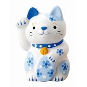 ★開運招福★　お目出度い「縁起の置物」【花　招き猫・青】