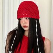 キャップ 小顔効果  帽子 ニット帽  毛糸