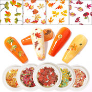 メープルパルプシート DIY カラフルな葉 ネイルステッカー 超薄型防水 木材パルプチップ ネイル用品