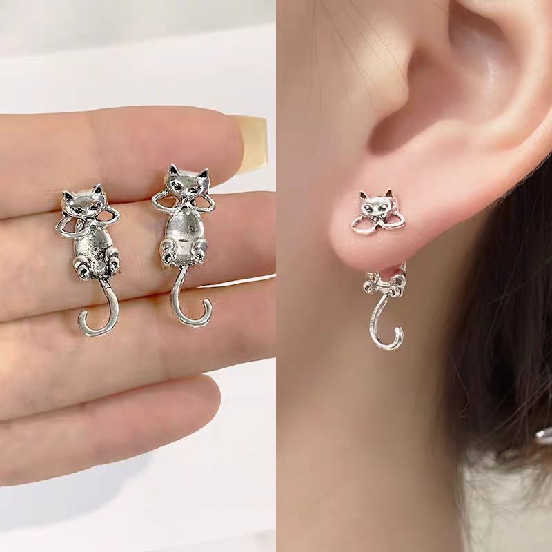 925 シルバー針 かわいい 猫のピアス ねこネコの雑貨 猫の