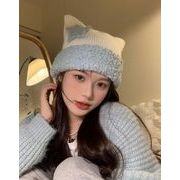 キャップ 小顔効果  帽子 ニット帽  毛糸 防寒