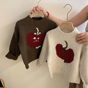 子供服　80~120cm　キッズセーター　アップルニットトップス　韓国キッズ服