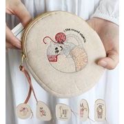 【OTHER】コットンリネン 刺繍ポーチ (5タイプ)
