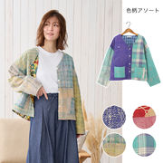 【Shanti Shanti】ノーカラージャケット ヴィンテージカンタ[刺繍パッチワークアジアン 秋冬24AWaw]