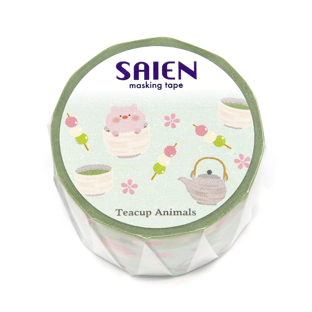 【新登場!日本製!SAIEN Teacup Animalsマスキングテープ 2巻セット!】こぶた