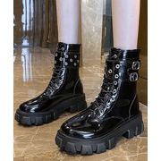 【日本倉庫即納】 厚底ショートブーツ 黒ストームブーツ美脚