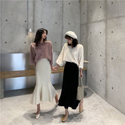 ファッション  ニット  スカート  女  春秋服  身を修める  やせて見える  ヒップを包む