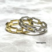 【日本製】CHAIN☆ハード系ブロックチェーンデザインリング【２色展開】/AR-28