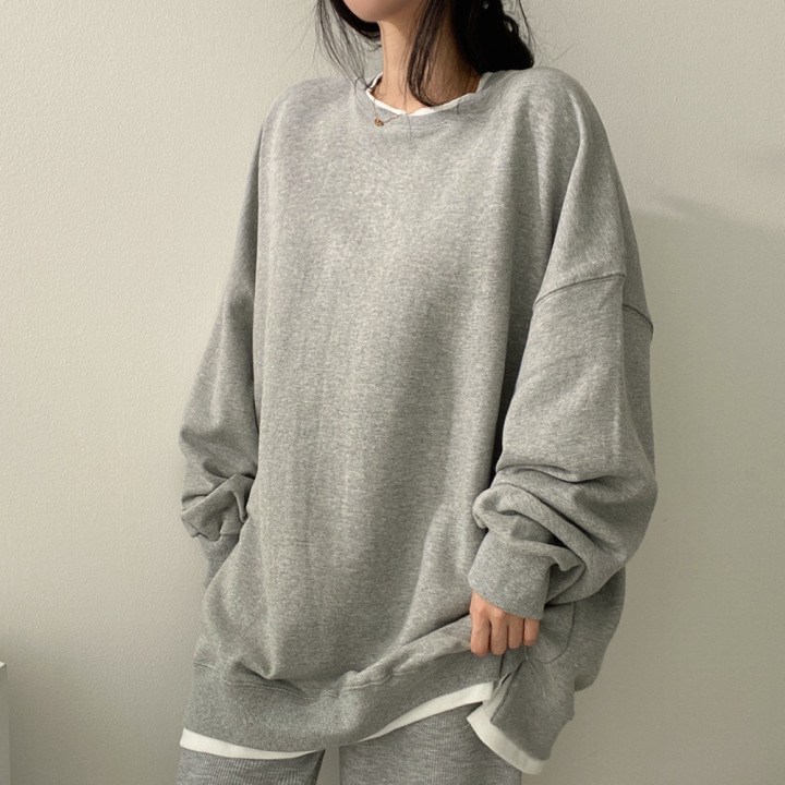 プルオーバー パーカー 秋冬服 レディーストップス ラウンドネック カジュアル ビッグシルエット