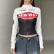 トップス カットソー プルオーバー ハーフジップ ハイネック ライダース 細身 スリム