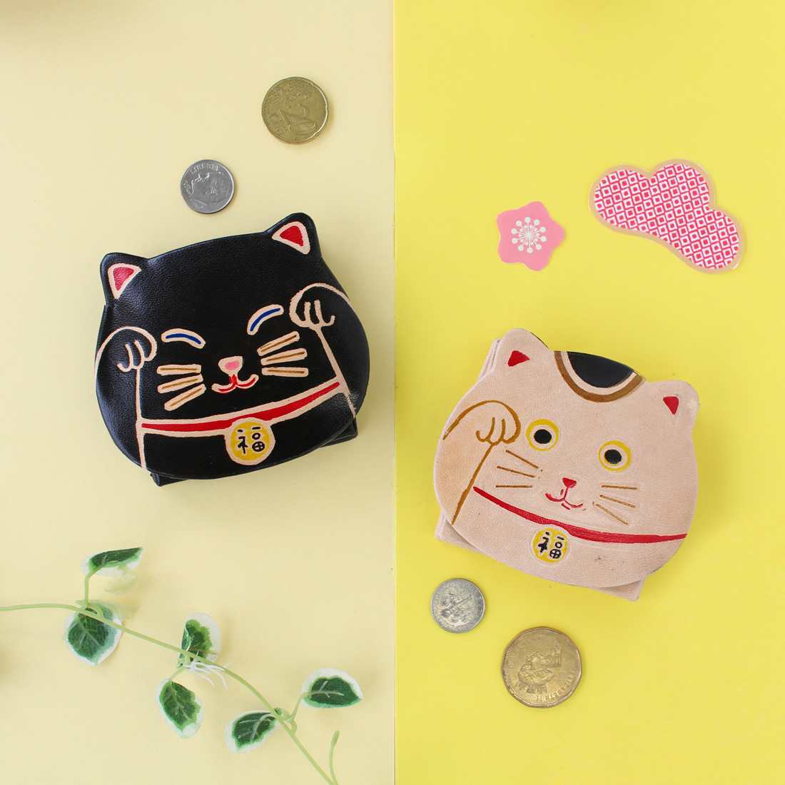 ヤンピーコインパース　招き猫[財布 コインケース 小銭入れ バッグ ヤギ革 アニマル 動物]