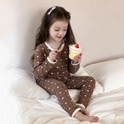 2024秋冬新作 子供服 部屋着 花柄 パジャマ 韓国風子供服 レギンス & インナーシャツ 2点セット 男女兼用