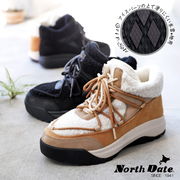 【2025年秋冬/再入荷】North Date アンクルブーツ ボア 紐 ジップ 防滑 防寒 氷雪 耐水 抗菌 3e