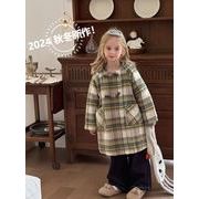 ★2024秋冬子供服★カジュアル系 厚手 ストライプ柄 フード付けコート 韓国風子供服 トップス 防寒 温かい