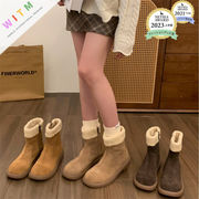 2024冬新作 スノーブーツ ベロア 厚底 ショートブーツ 裏起毛 ローブーツ 靴 ファッション 防寒