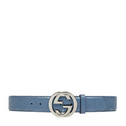 グッチ GUCCI メンズ グッチ シグネチャー レザー ベルト 411924 CWC1N 4710 BLUE