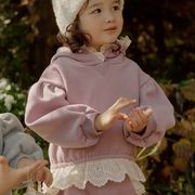 キッズ 子供服 トップス トレーナー スウェット 起毛 レース クルーネック