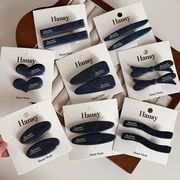 デニム風ヘアピン　ヘアアクセサリー　レディース　デザイン　韓国風　髪飾り