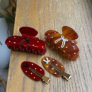 リボンヘアクリップ　10cm　バンスクリップ　アクリル　デイリー　韓国アクセ