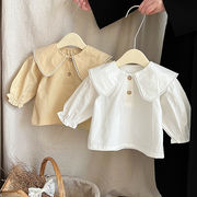 2025秋新作　子供服　女の子　ピーターパンカラー　長袖　ブラウス　トップス　可愛い　おしゃれ　シャツ