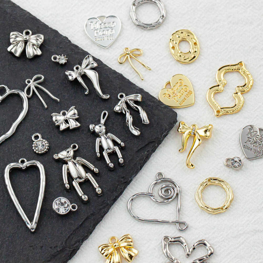 ハンドメイド 材料 アクセサリーパーツ デコパーツ 金属チャーム メタルパーツ ゴールド 銀色 ヘアーアクセ
