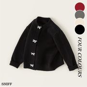 YB☆2024秋冬無地リボン付け真珠ボタンカーニットディガン