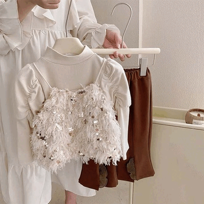 【2023秋新作】韓国風子供服 ベビー服 キッズ 女の子 カジュアル 長袖 トップス＆ベスト2点セット