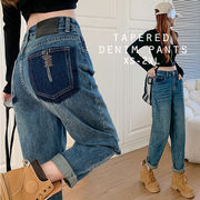 ロールアップ ジーンズ ボーイフレンドデニム デニム テーパードパンツ