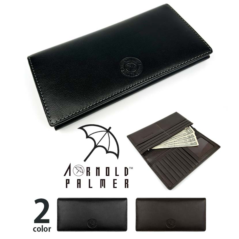 全2色 Arnold Palmer アーノルドパーマー 山羊革パスケース付き スリム 長財布 ロングウォレット本革