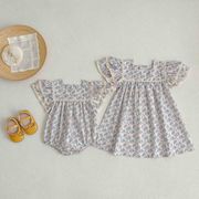 2025春夏子供服 シンプル 花柄 ワンピース&ロンパース 姉妹服 韓国風ベビー服 連体服