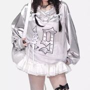 トップス ポロシャツ カットソー Vネック パンクファッション 長袖 刺繍 レディース