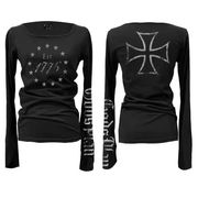 トップス カットソー ロンT Tシャツ プリント 細身 スリム レディース