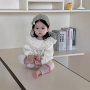 ★BaBy★　73~100cm　ベビートレーナー＋レースレギンス　フリルネックスウェットトップス　韓国ベビー服