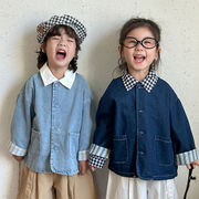 QQMM☆2025春新作 姉妹兄弟コーデ袖折り返しデニムアウター