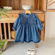 zheg☆2025春新作 ベビー服女の子フリル付きプリーツ長袖ワンピース
