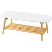 棚付フォールディングテーブル/　ローテーブル 幅90cm 折りたたみ式  北欧 収納 棚付き 木製