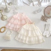 夏の甘い 女の子用 ベビー服 新作 ストラップ ネットドレス リボン ケーキドレス 1歳用 ワンピース