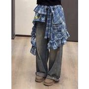 ボトムス スカート  ミニスカート  Aライン 不規則 重ね着 ガールズ