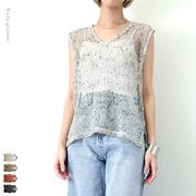 □　期間限定特価　□ネップメッシュ　Vネック　ベスト(32495)