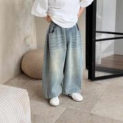 子供服　90~150cm　キッズデニムパンツ　バンドジーンズ　男女兼用　韓国キッズ服