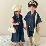 2025新作 韓国子供服 ベビー服  キッズ 兄弟服+ノースリーブワンピース    80cm-150cm