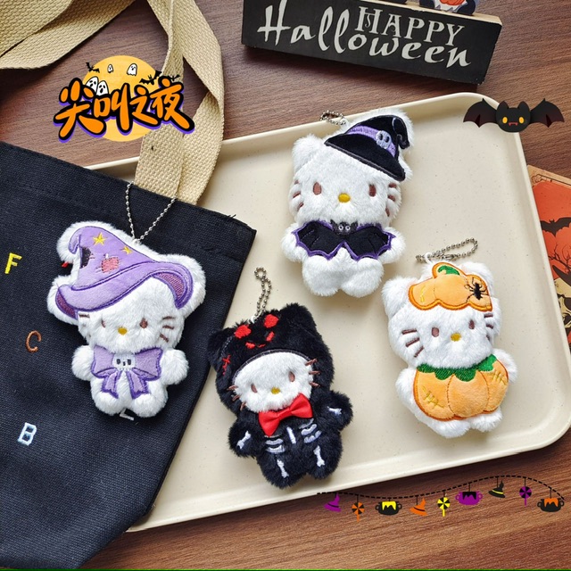 ぬいぐるみ 　チャーム　ハロウィン　ネコ　背面開口　ブローチ　手芸DIY アクセサリー材料　