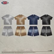 メンズ ビンテージ風 半袖 Tシャツ 男女兼用 ショートパンツ セットアップ 2025新作 春夏★全4色