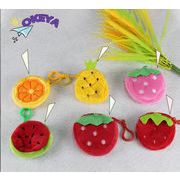 コインケース　財布　小銭入れ　ミニ財布　鍵入れ　ミニバッグ　ミニポーチ　果物　可愛い　5色展開