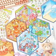 春夏秋冬 シール ステッカー 背景シート ハウスステッカー 立体構成 ミニチュア シール帳 シールブック