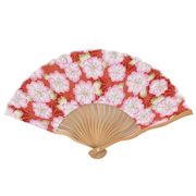 【ご紹介します！夏の必需品！広げた時に波のように優しい！Ripple  波骨布扇子 ２１ｃｍ】桜 赤